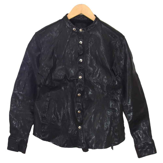 イサムカタヤマ バックラッシュ 1709-01 スペインポニー スタンドカラー レザー シャツ ジャケット ブラック系 M【中古】
