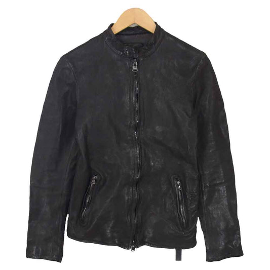 イサムカタヤマ バックラッシュ 1498-09 ジャパンカーフタンニン製品染め レザー シングル ライダース ジャケット ブラック系 S【中古】