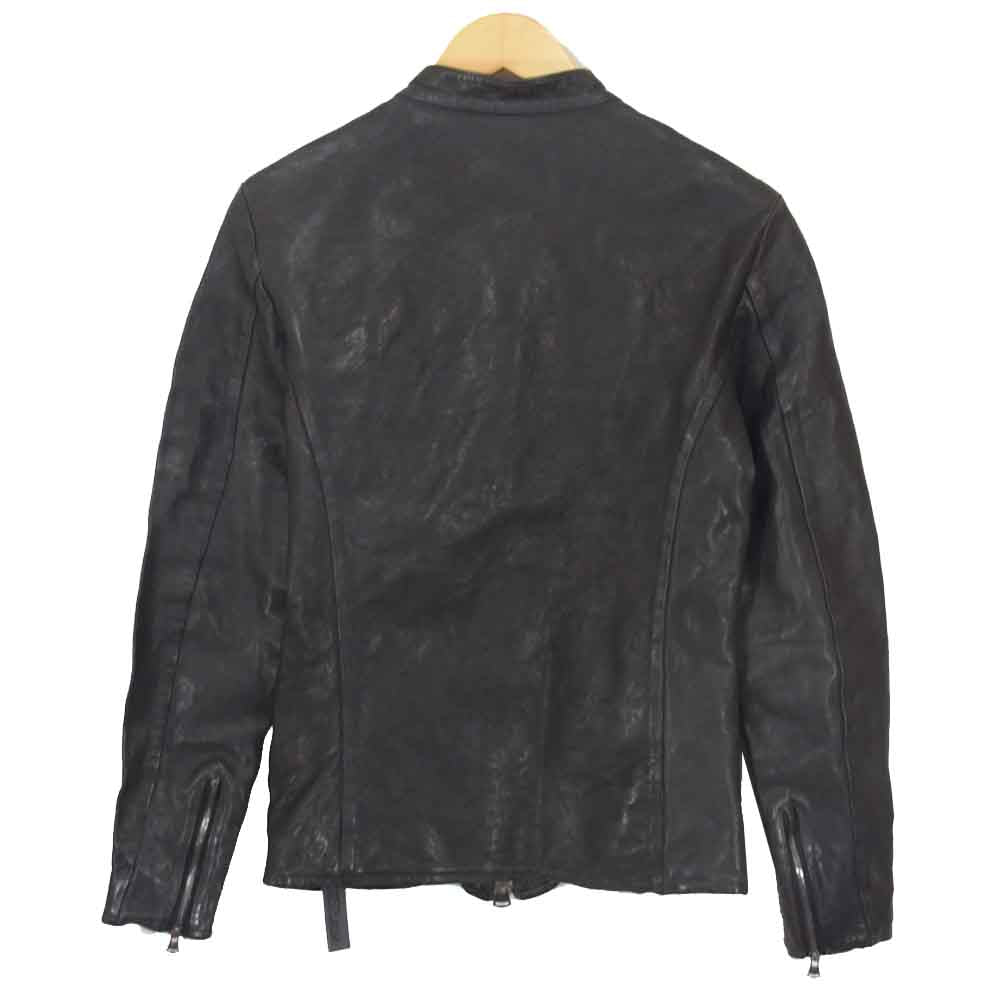 イサムカタヤマ バックラッシュ 1498-09 ジャパンカーフタンニン製品染め レザー シングル ライダース ジャケット ブラック系 S【中古】