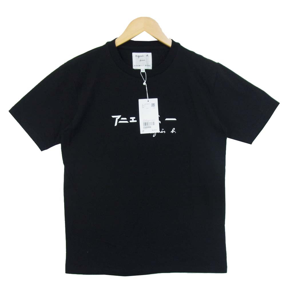 アニエスベー EUM-30650-A ADAM ET ROPE アダムエロぺ ロゴ プリント Tシャツ ブラック系 M【新古品】【未使用】【中古】