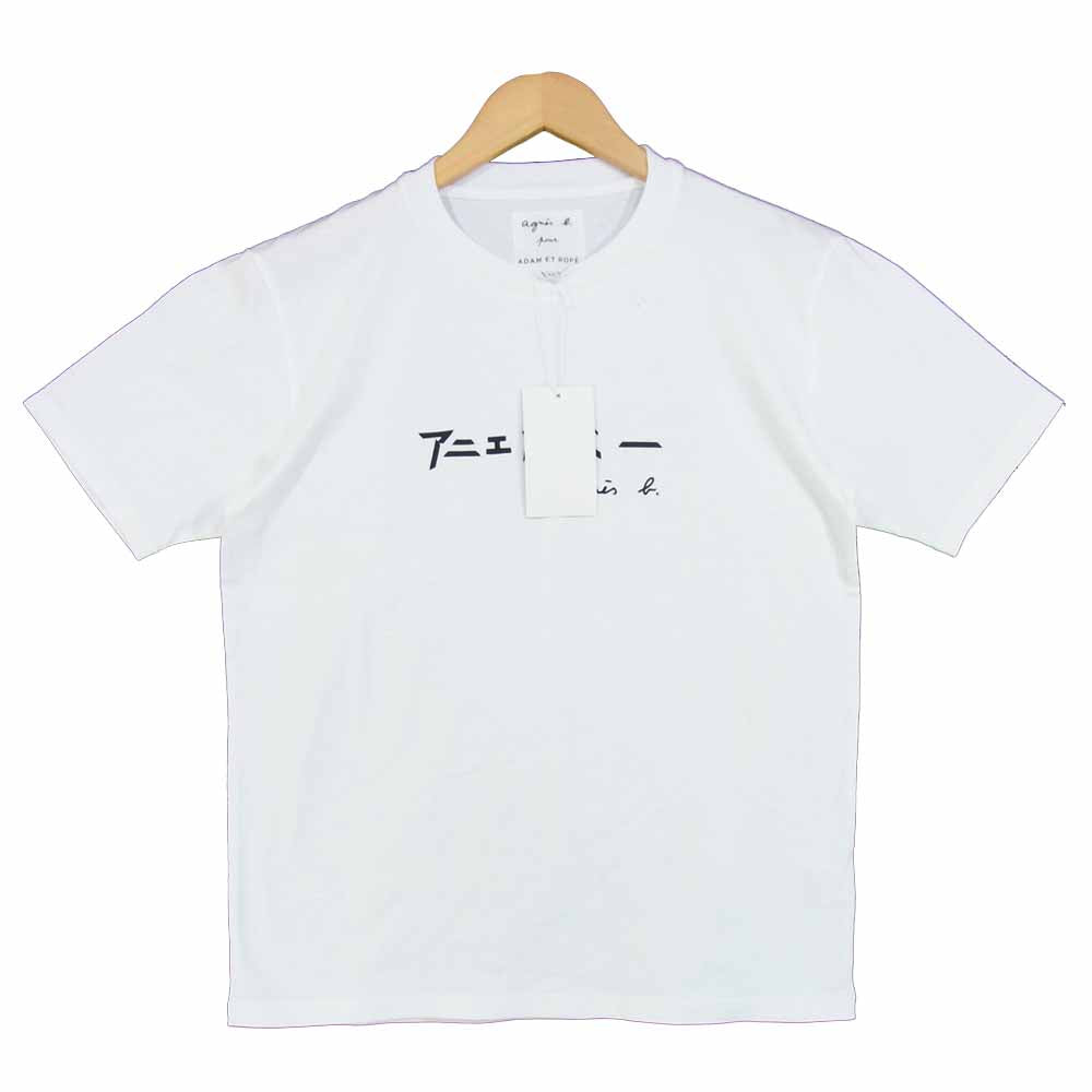 アニエスベー EUM-30650-A ADAM ET ROPE アダムエロぺ ロゴ プリント Tシャツ ホワイト系 M【新古品】【未使用】【中古】