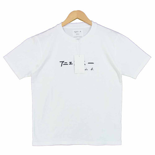 アニエスベー EUM-30650-A ADAM ET ROPE アダムエロぺ ロゴ プリント Tシャツ ホワイト系 M【新古品】【未使用】【中古】