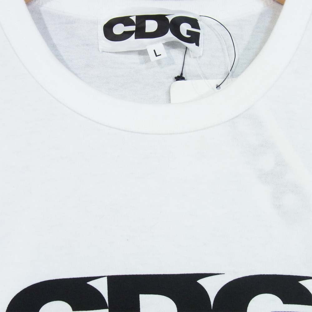 COMME des GARCONS コムデギャルソン SZ-T005-051-2-4  CDG シーディージー ロゴ プリント Tシャツ ホワイト系 L【新古品】【未使用】【中古】