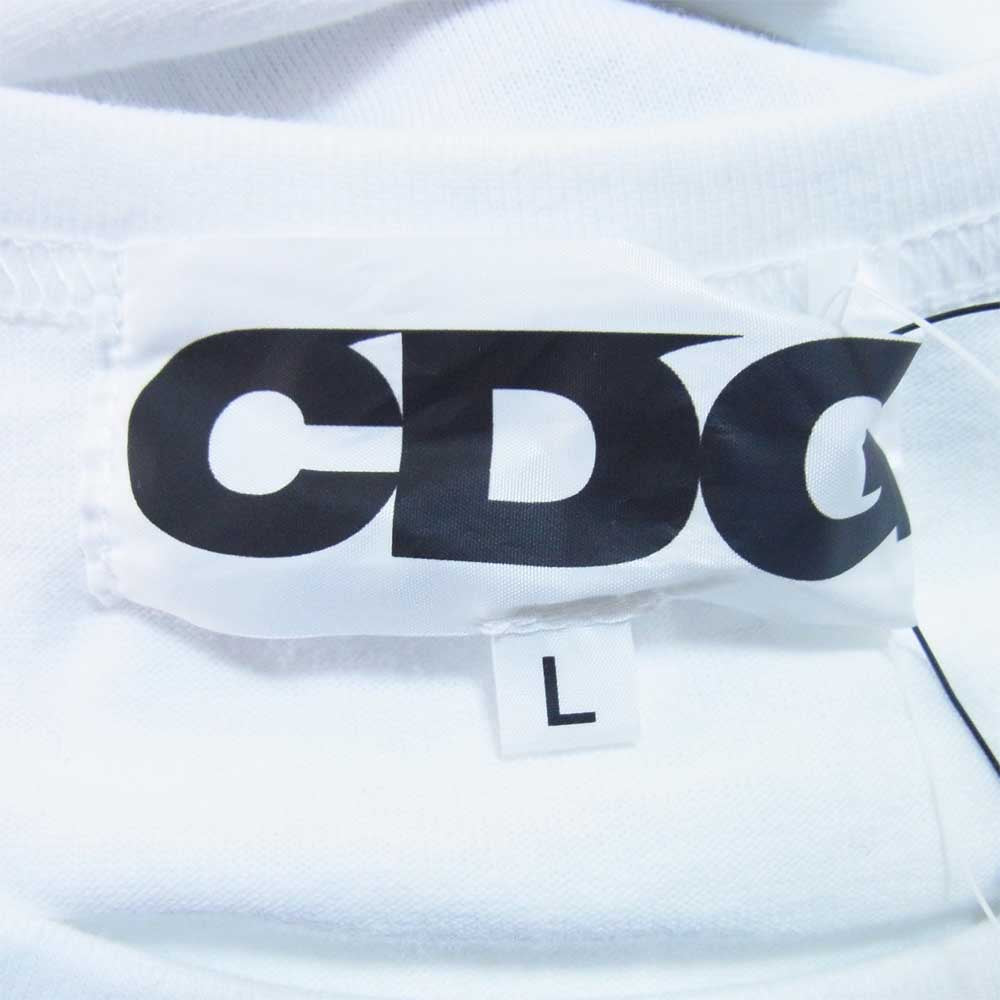 COMME des GARCONS コムデギャルソン SZ-T005-051-2-4  CDG シーディージー ロゴ プリント Tシャツ ホワイト系 L【新古品】【未使用】【中古】