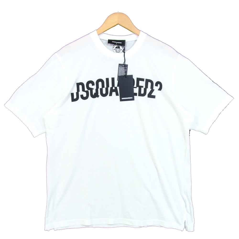 DSQUARED2 ディースクエアード S74GD0572 クルーネック ロゴ プリント Tシャツ ホワイト系 S【新古品】【未使用】【中古】