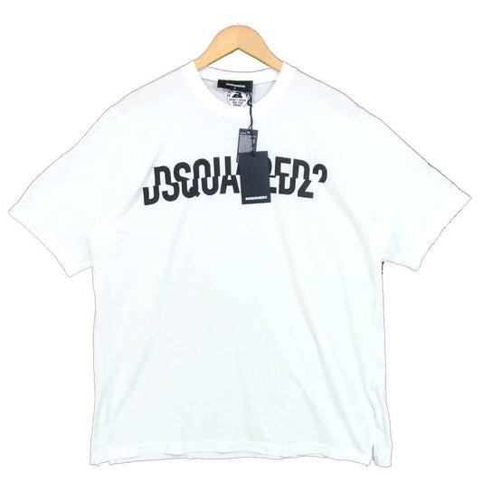 DSQUARED2 ディースクエアード S74GD0572 クルーネック ロゴ プリント Tシャツ ホワイト系 S【新古品】【未使用】【中古】