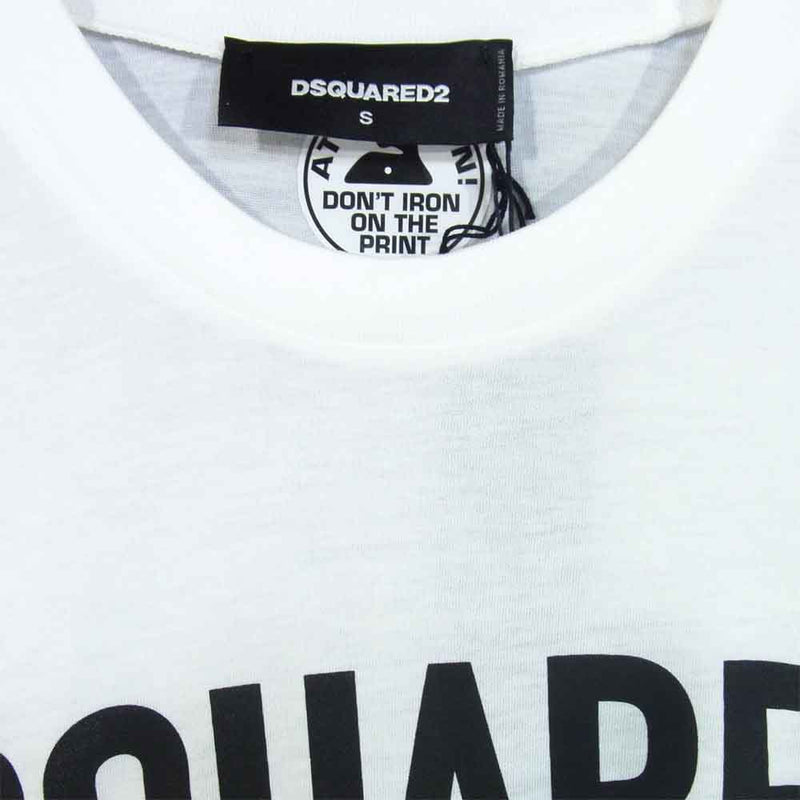 DSQUARED2 ディースクエアード S74GD0572 クルーネック ロゴ プリント Tシャツ ホワイト系 S【新古品】【未使用】【中古】