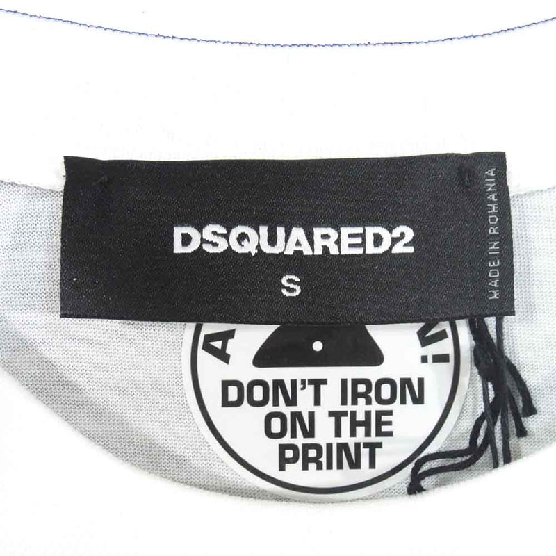 DSQUARED2 ディースクエアード S74GD0572 クルーネック ロゴ プリント Tシャツ ホワイト系 S【新古品】【未使用】【中古】