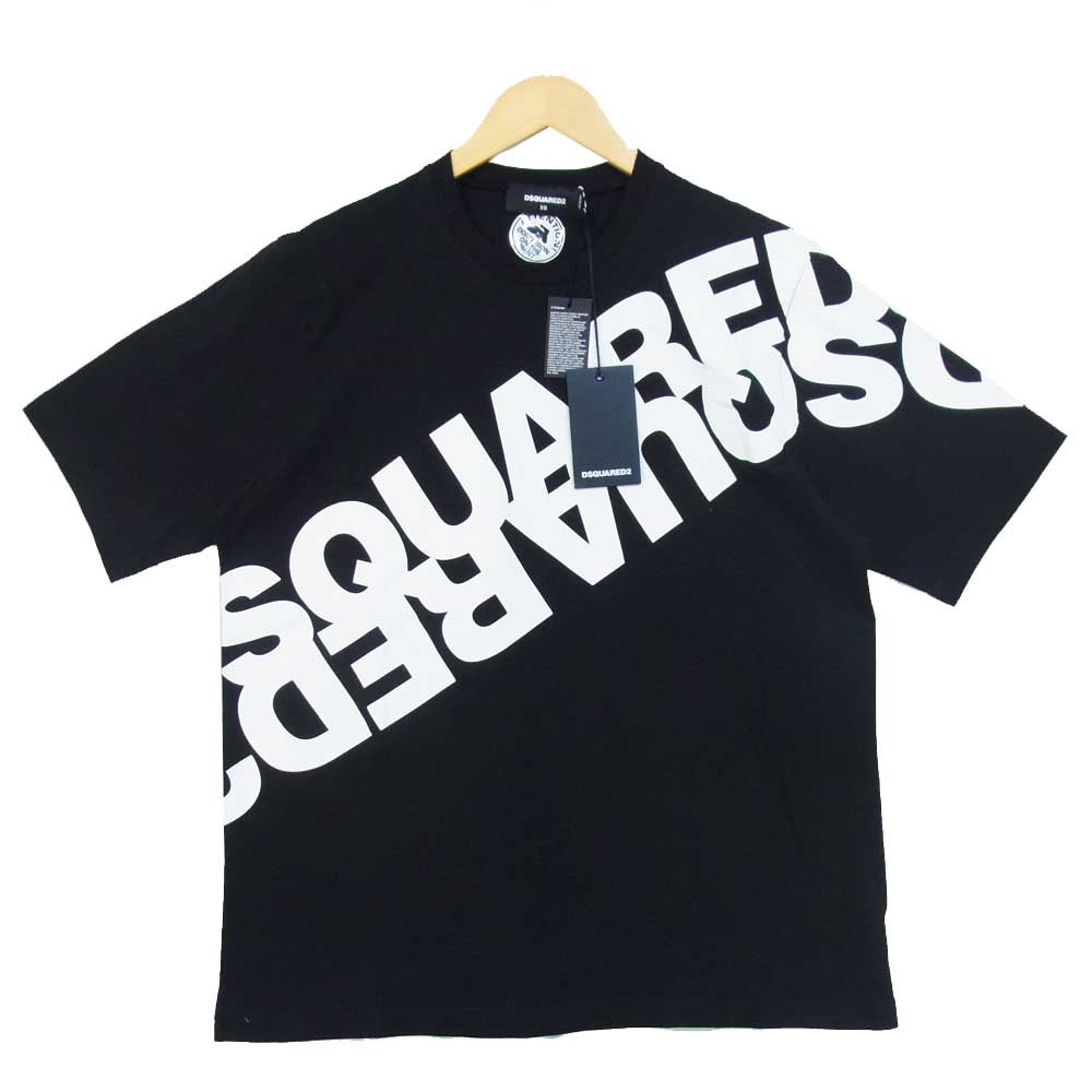 DSQUARED2 ディースクエアード 20SS S74GD0664 ロゴプリント オーバーサイズ クルーネック Tシャツ ブラック系 XS【新古品】【未使用】【中古】