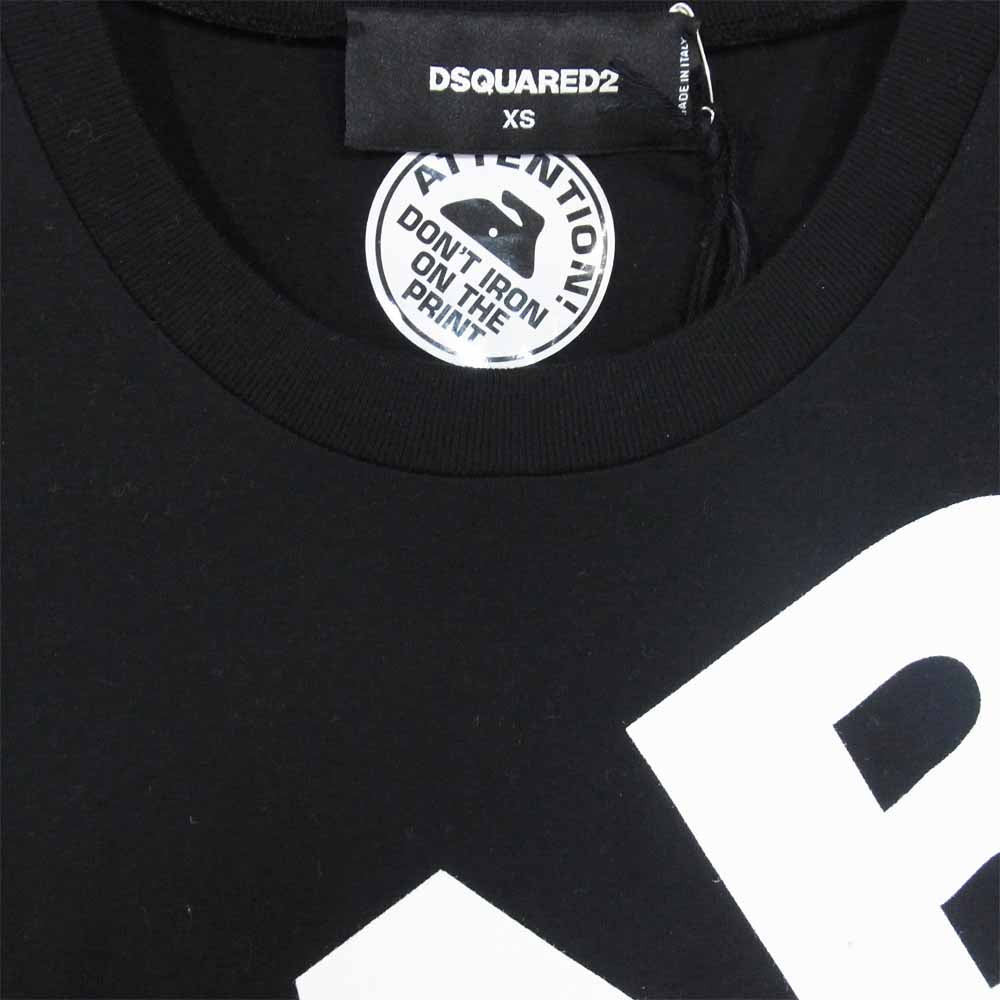 DSQUARED2 ディースクエアード 20SS S74GD0664 ロゴプリント オーバーサイズ クルーネック Tシャツ ブラック系 XS【新古品】【未使用】【中古】