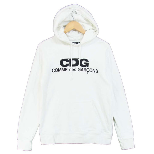 COMME des GARCONS コムデギャルソン SZ-T001 CDG シーディージー ロゴ プリント プルオーバー パーカー ホワイト系 L【美品】【中古】