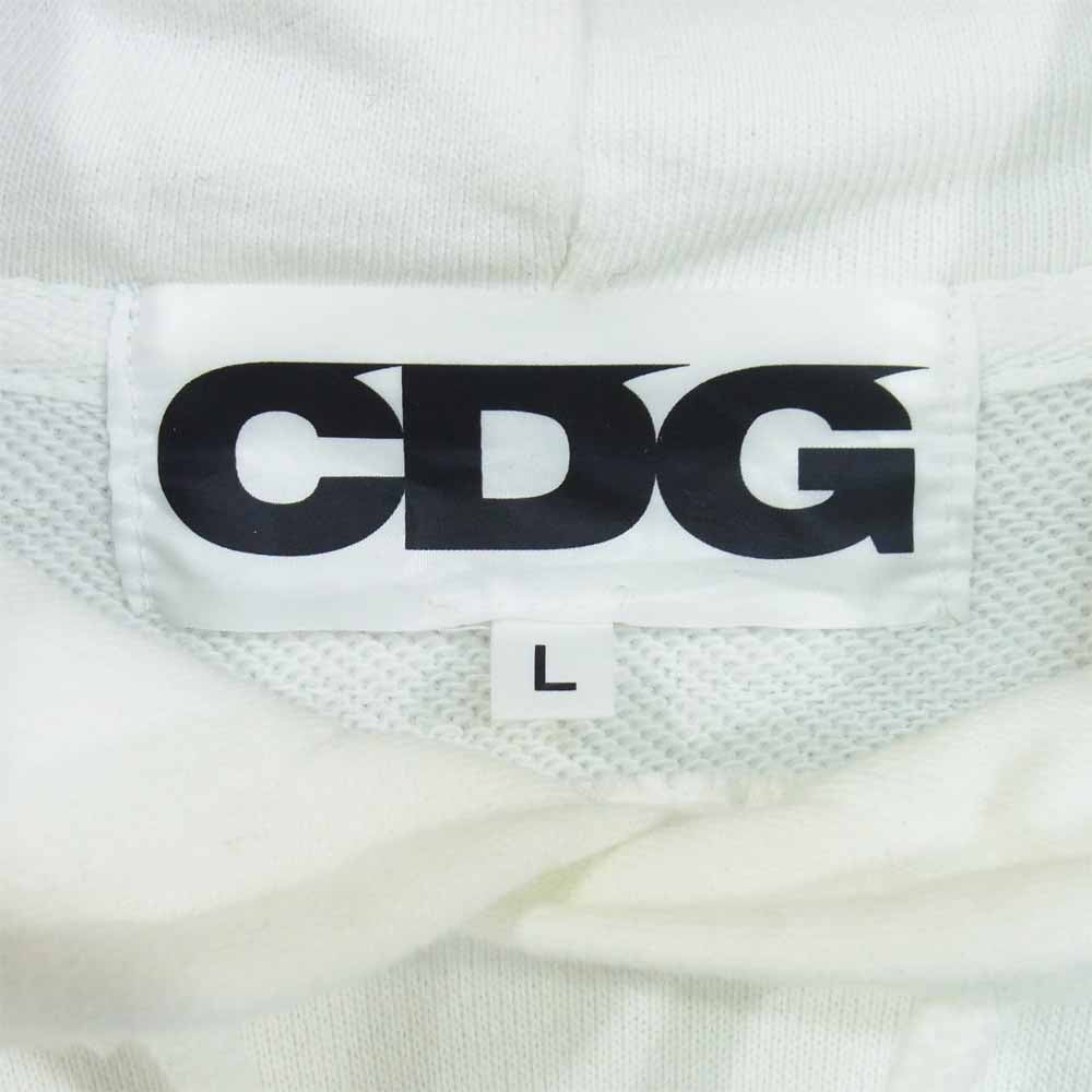 COMME des GARCONS コムデギャルソン SZ-T001 CDG シーディージー ロゴ プリント プルオーバー パーカー ホワイト系 L【美品】【中古】