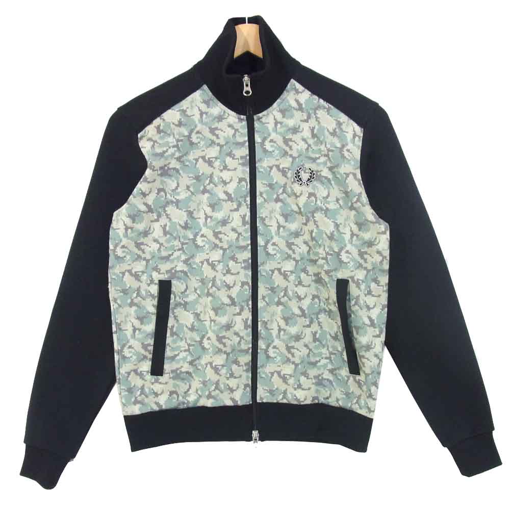 FRED PERRY フレッドペリー デジタル カモ トラック ジャージ ジャケット ブラック×グリーン系 XS【中古】