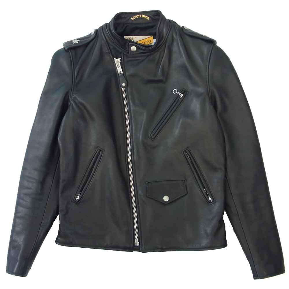 schott ショット 7441 ワンスター セミダブル レザー ライダース ジャケット ブラック系 36【中古】