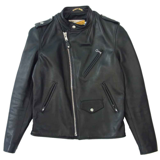 schott ショット 7441 ワンスター セミダブル レザー ライダース ジャケット ブラック系 36【中古】
