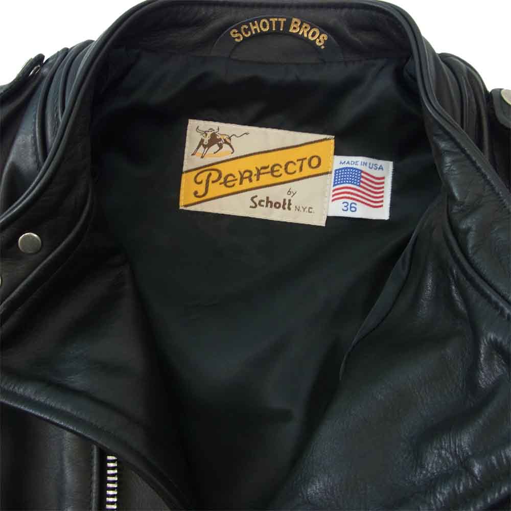 schott ショット 7441 ワンスター セミダブル レザー ライダース ジャケット ブラック系 36【中古】