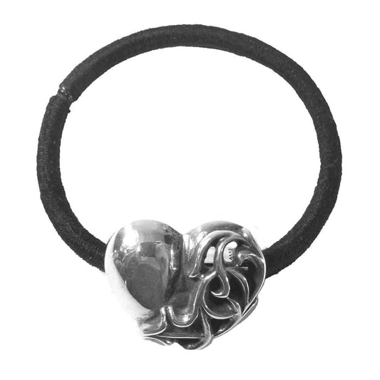 CHROME HEARTS クロムハーツ（原本無） ハート コンチョ  ヘアゴム シルバー系 ブラック系【中古】