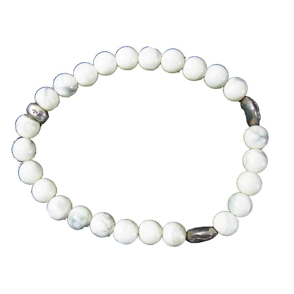CHROME HEARTS クロムハーツ（原本無） 6mm BEAD ハート ビーズ ブレスレット ホワイト系 シルバー系【中古】