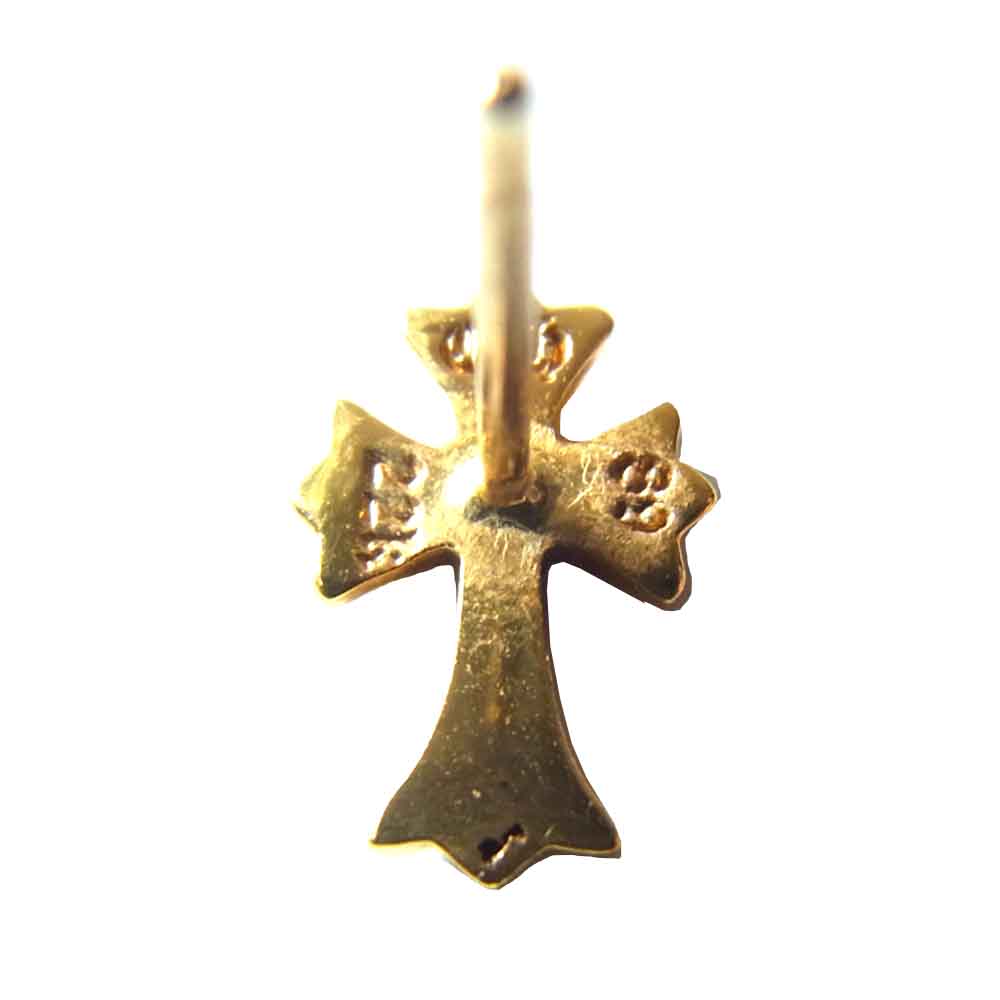 CHROME HEARTS クロムハーツ（原本無） 22K CH CRS FAT クロス ファット スタッド ダイヤ  ピアス ゴールド系【中古】