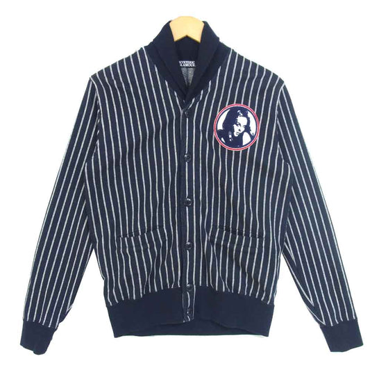 HYSTERIC GLAMOUR ヒステリックグラマー 0251CD02 ワッペン付き ストライプ カーディガン ネイビー系 M【中古】