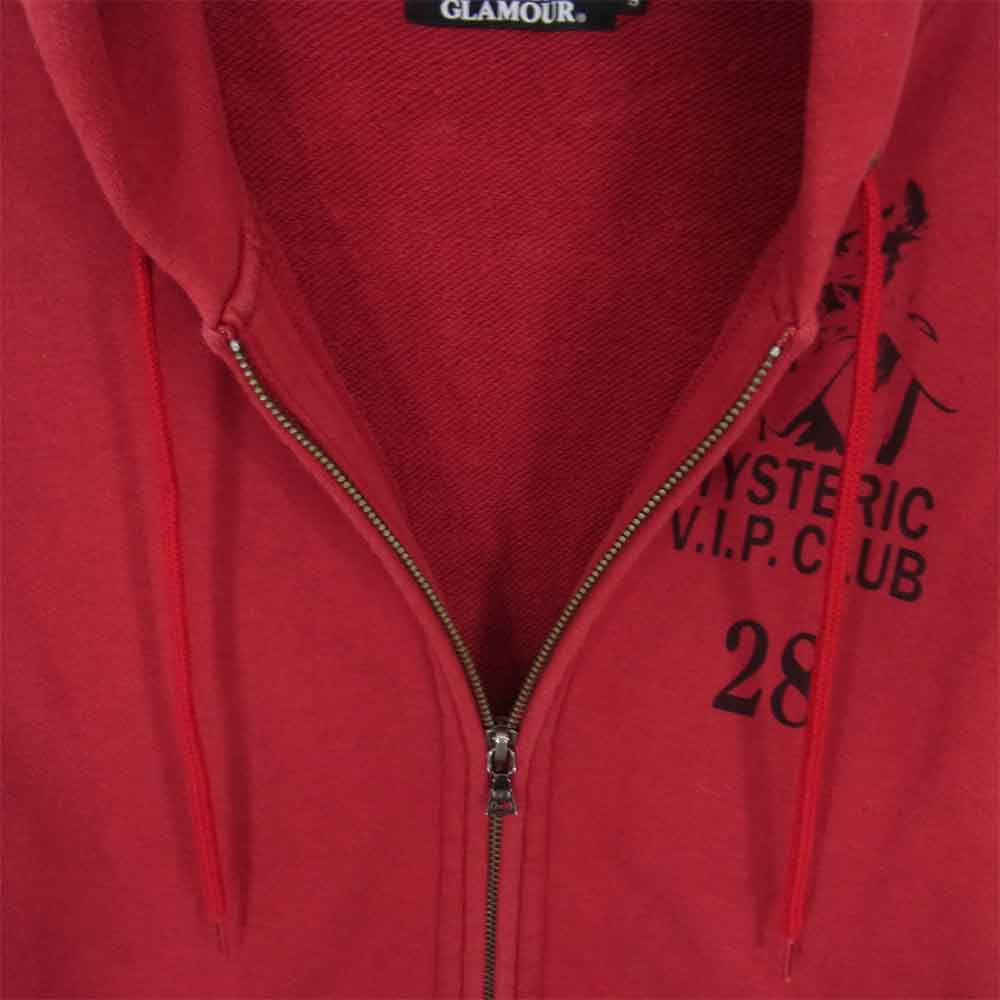 HYSTERIC GLAMOUR ヒステリックグラマー 0223CF06 バックプリント ロゴ ジップ パーカー レッド系 S【中古】