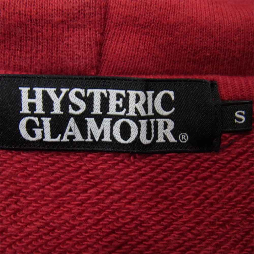 HYSTERIC GLAMOUR ヒステリックグラマー 0223CF06 バックプリント ロゴ ジップ パーカー レッド系 S【中古】
