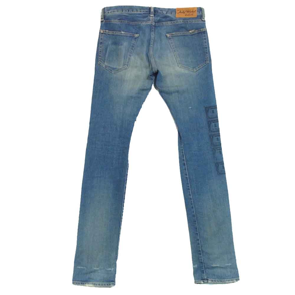 HYSTERIC GLAMOUR ヒステリックグラマー 7AP-0072 プリント USED加工 スタッズ AP デニム パンツ インディゴブルー系 30【中古】