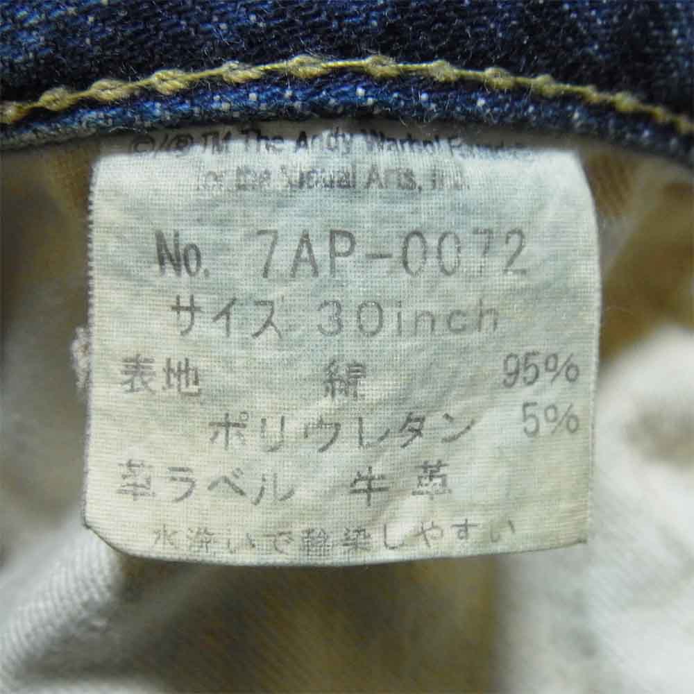 HYSTERIC GLAMOUR ヒステリックグラマー 7AP-0072 プリント USED加工 スタッズ AP デニム パンツ インディゴブルー系 30【中古】