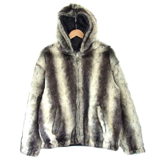 Supreme シュプリーム 20AW 未使用品 Faux Fur Reversible Hooded Jacket フェイクファー フーデッド リバーシブル ジャケット ダークブラウン系 オフホワイト系 L【極上美品】【中古】