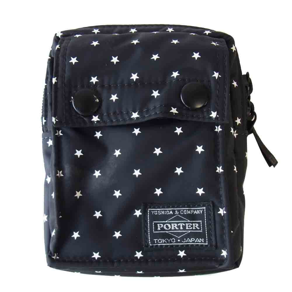 PORTER ポーター BLACK BEAUTY ブラックビューティ スター総柄 ナイロン マルチケース ブラック系【中古】