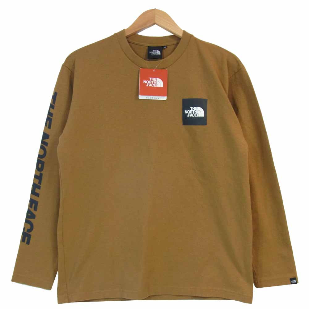 THE NORTH FACE ノースフェイス NT81931 国内正規品 LS SQUARE LOGO TEE ロングスリーブ スクエア ロゴ Tシャツ ライトブラウン系 M【新古品】【未使用】【中古】