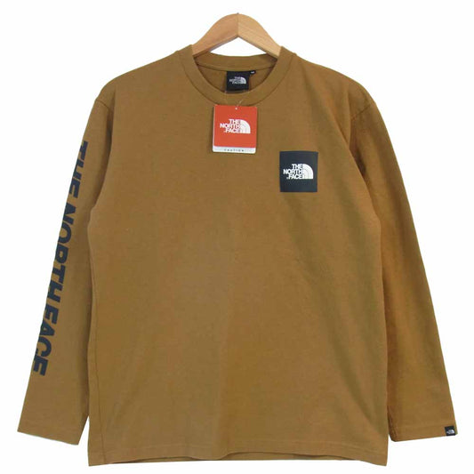 THE NORTH FACE ノースフェイス NT81931 国内正規品 LS SQUARE LOGO TEE ロングスリーブ スクエア ロゴ Tシャツ ライトブラウン系 M【新古品】【未使用】【中古】
