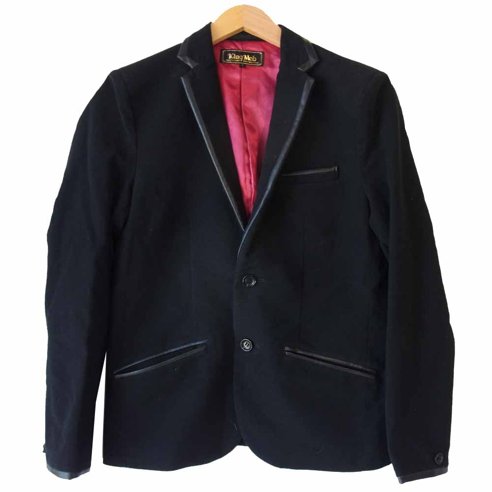 キングモブ Suede Piping Jacket テーラード ジャケット ブラック系 S【中古】