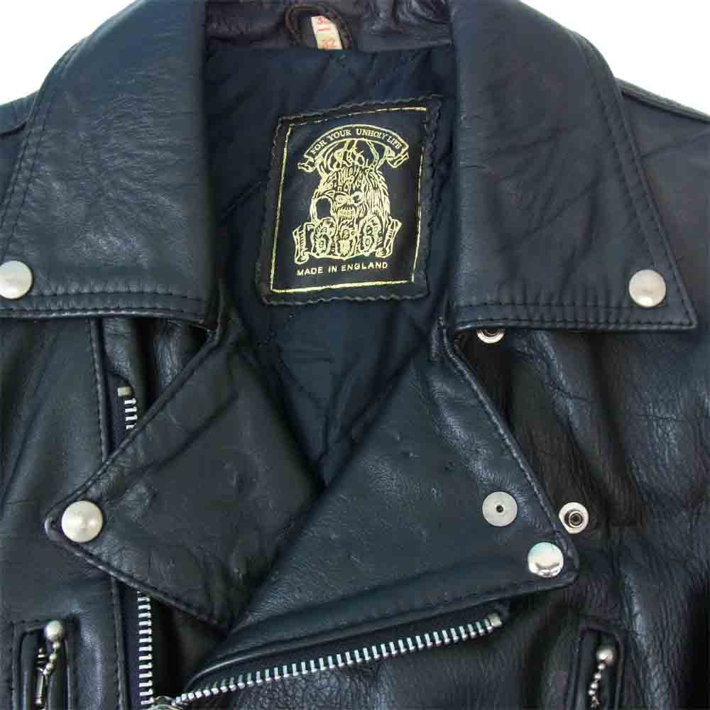 トリプルシックス 英国製 裏地キルティング サイドベルト レザー ダブルライダース ブラック系 32【中古】