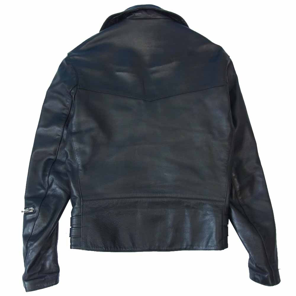 トリプルシックス 英国製 裏地キルティング サイドベルト レザー ダブルライダース ジャケット ブラック系 レッド系 34【中古】