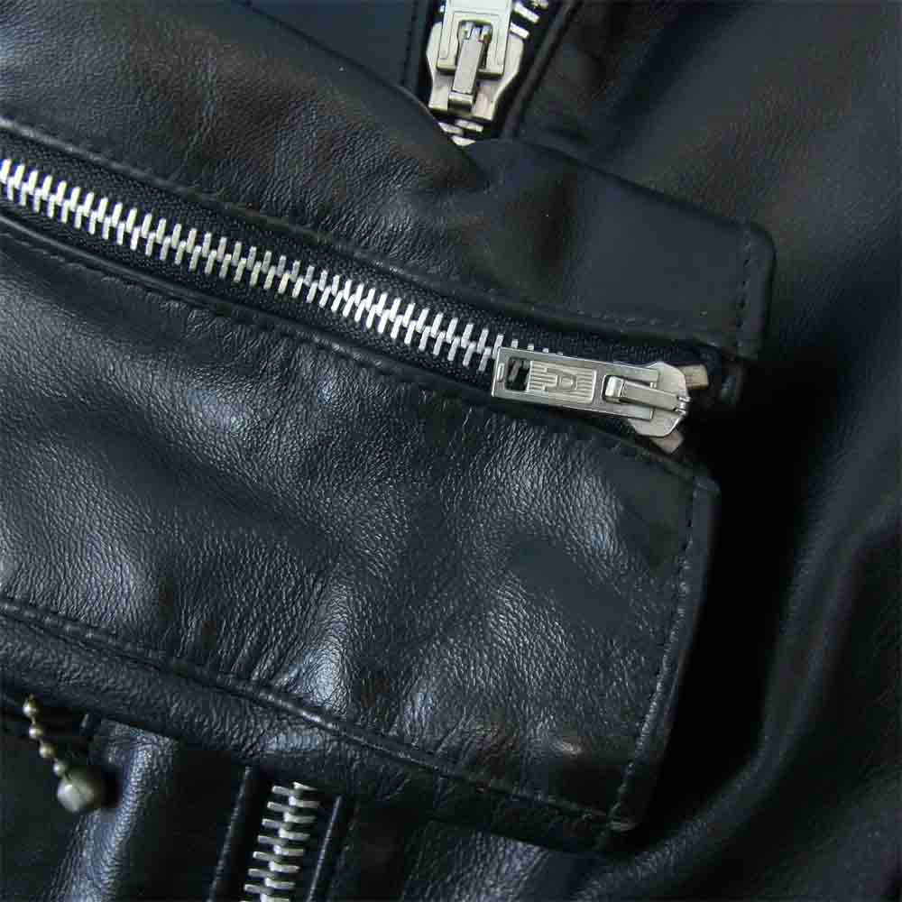 トリプルシックス 英国製 裏地キルティング サイドベルト レザー ダブルライダース ジャケット ブラック系 レッド系 34【中古】