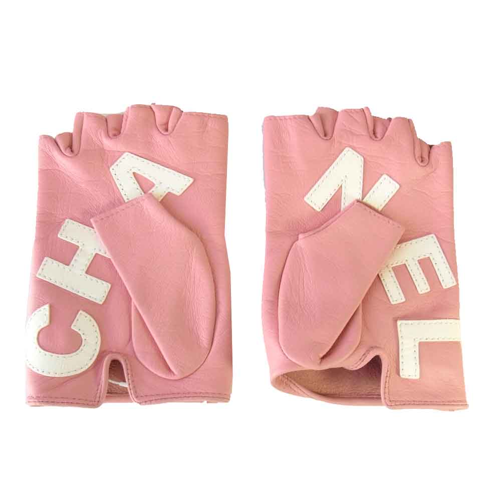 CHANEL シャネル レザー フィンガーレス グローブ ピンク系 7【新古品】【未使用】【中古】
