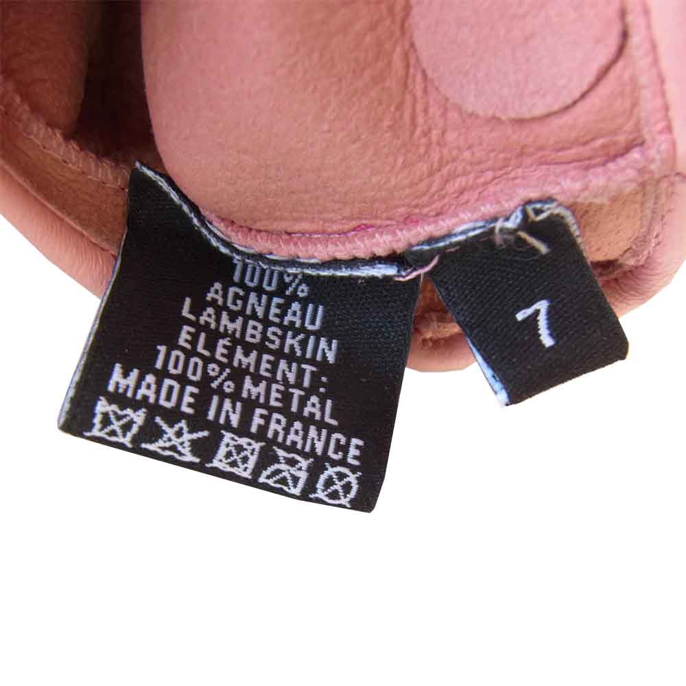CHANEL シャネル レザー フィンガーレス グローブ ピンク系 7【新古品】【未使用】【中古】