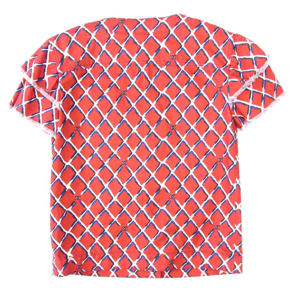 CHANEL シャネル ココビーチ 表参道店限定 コットン 半袖 ジャケット レッド系 36【新古品】【未使用】【中古】