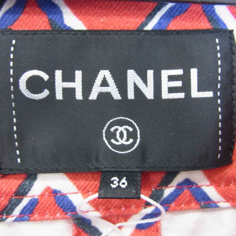 CHANEL シャネル ココビーチ 表参道店限定 コットン 半袖 ジャケット レッド系 36【新古品】【未使用】【中古】