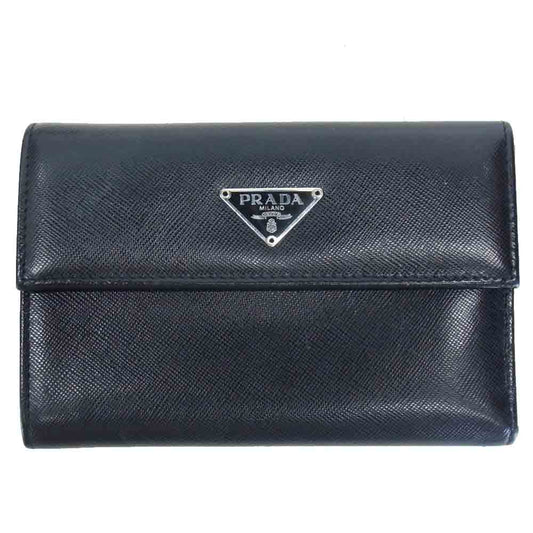 PRADA プラダ M170A サフィアーノ レザー 財布 ブラック系【美品】【中古】