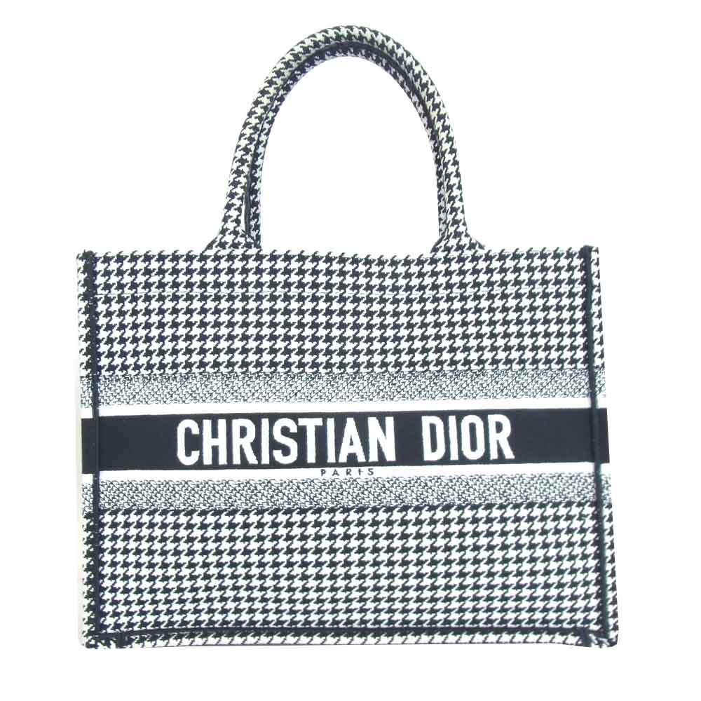 Christian Dior クリスチャンディオール M1296ZRPI 国内正規品 ギャラ付き BOOK TOTE エンブロイダリー キャンバス ブック トート バッグ ブラック系 ホワイト系【美品】【中古】