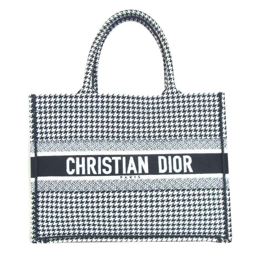 Christian Dior クリスチャンディオール M1296ZRPI 国内正規品 ギャラ付き BOOK TOTE エンブロイダリー キャンバス ブック トート バッグ ブラック系 ホワイト系【美品】【中古】