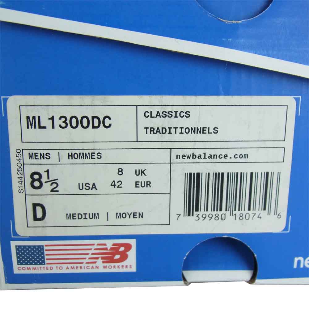 NEW BALANCE ニューバランス ML1300DC × Cone Mills コーンミルズ ヌバックレザー スニーカー ダークグレー系 ワインレッド系 8.5【新古品】【未使用】【中古】
