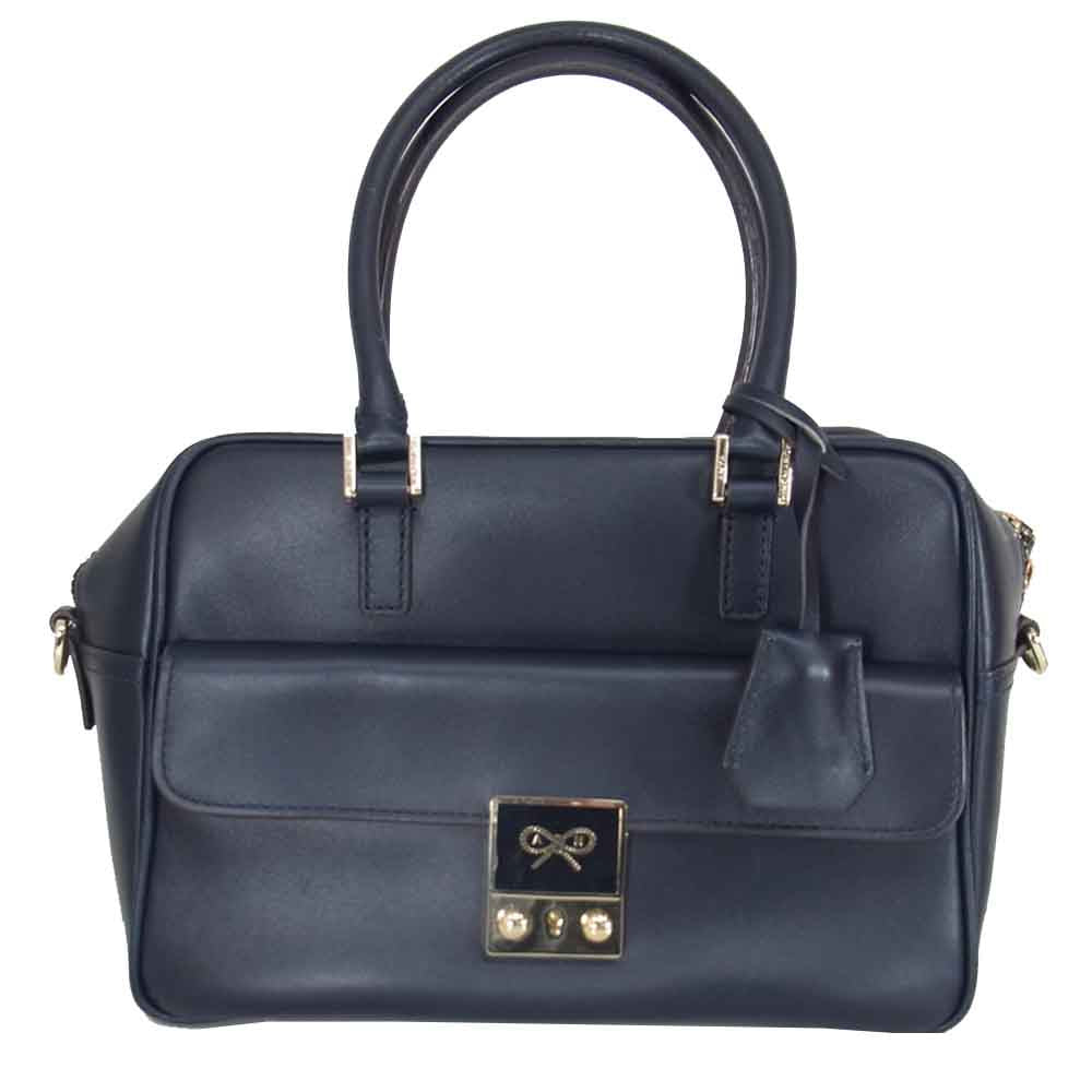 Anya Hindmarch アニヤ・ハインドマーチ カーカー 2WAY ハンド バッグ  ネイビー系【中古】