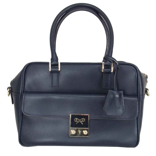 Anya Hindmarch アニヤ・ハインドマーチ カーカー 2WAY ハンド バッグ  ネイビー系【中古】