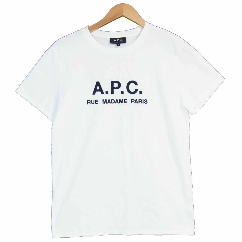 A.P.C. アーペーセー 24192-1-92391 RUE MADAME PARIS ロゴ Tシャツ ホワイト系 S【美品】【中古】