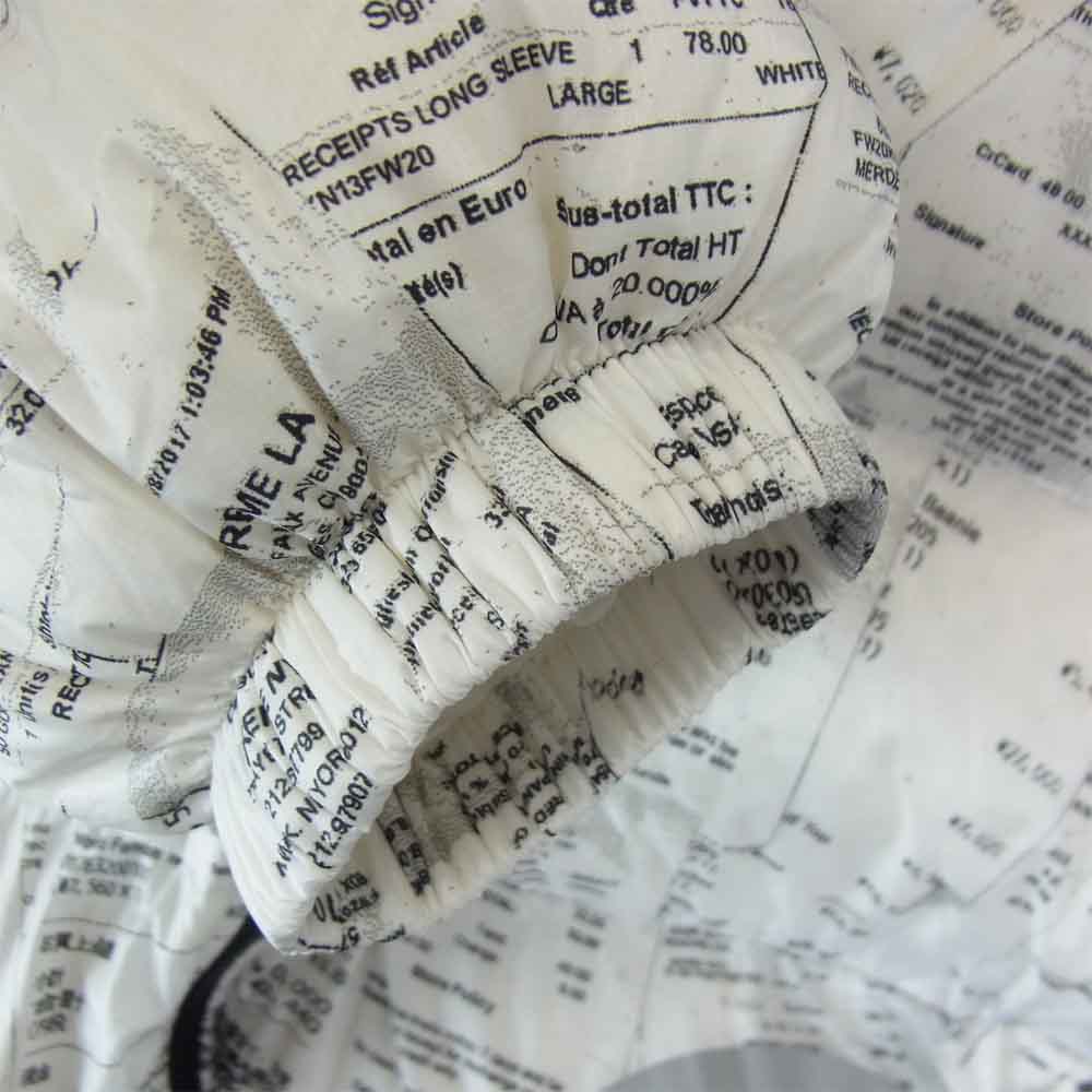 Supreme シュプリーム 20AW Receipts Down Jacket 総柄 レシート ダウン ジャケット ホワイト系 S【美品】【中古】