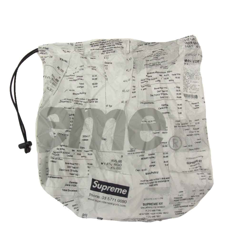 Supreme シュプリーム 20AW Receipts Down Jacket 総柄 レシート ダウン ジャケット ホワイト系 S【美品】【中古】