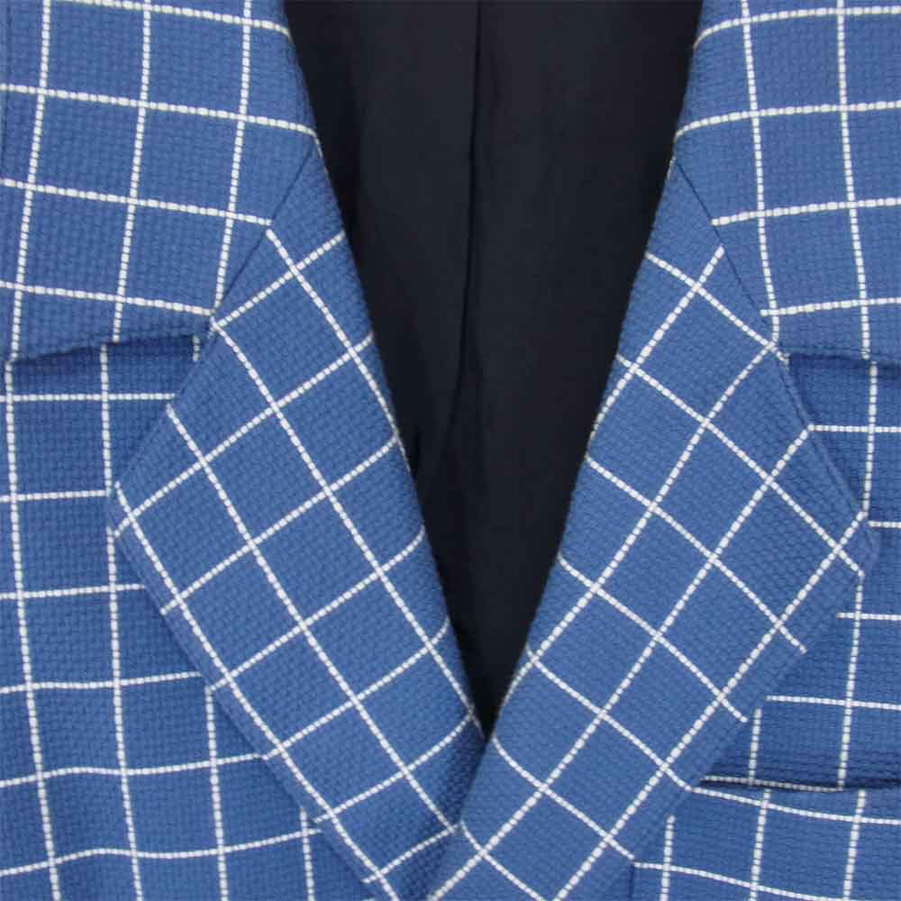 ウミットベナン ウィンドウペンチェック 2B テーラード ジャケット ブルー系 44【中古】